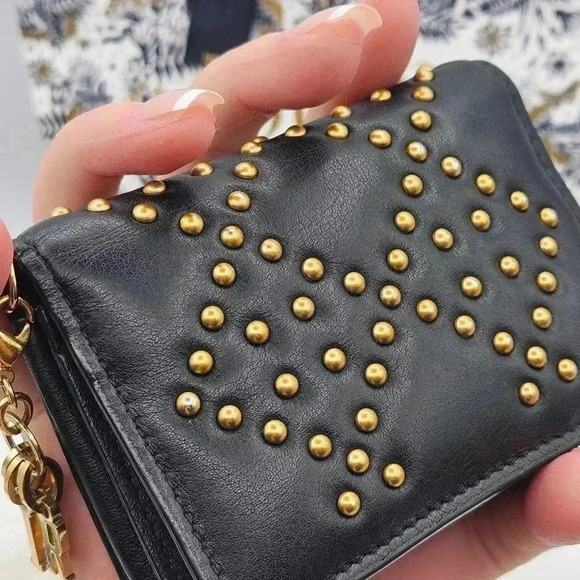Dior Black Leather Studded Flap Card Holder - Picture 4 of 16